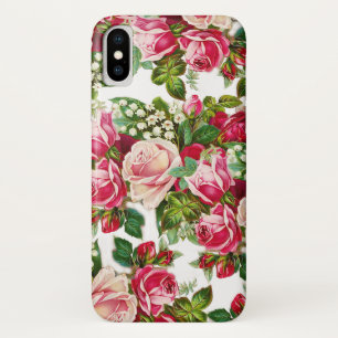Landroze rode groene  bloem iPhone x hoesje