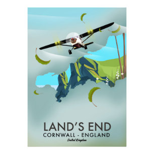 Land's End Cornwall Reis kaart poster