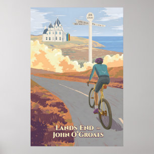 Lands End naar John OGroats Fietsreisposter Poster