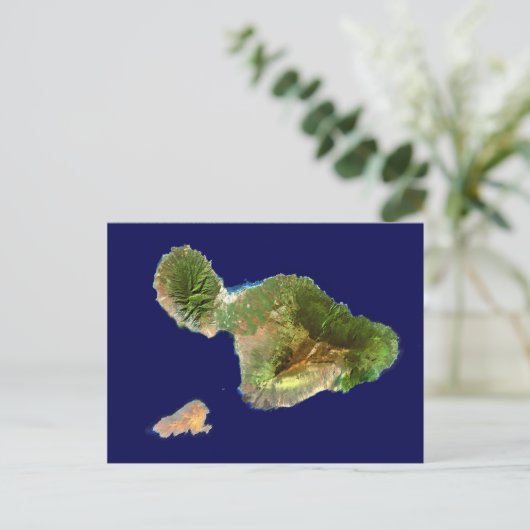Landsat Satellite Afbeelding van Maui uit de ruimt Briefkaart (Staand voorkant)