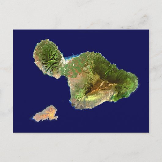 Landsat Satellite Afbeelding van Maui uit de ruimt Briefkaart (Voorkant)