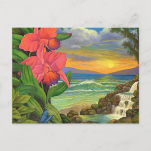 Landscape Fantasy Ocean Orchids Painting Seascape Briefkaart