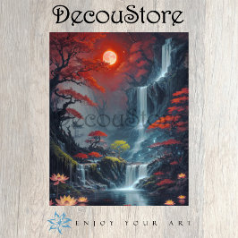 Landscape with Waterfall Decoupage Tissuepapier