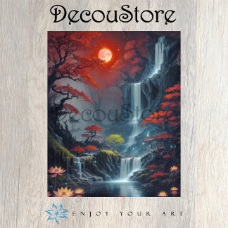 Landscape with Waterfall Decoupage Tissuepapier