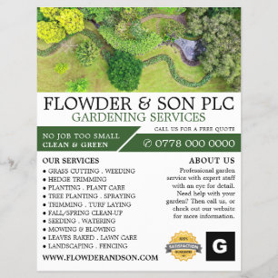 Landscaped Gardening Service, tuinbouwkundige Flyer
