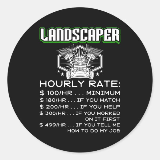 Landscaper Grass Care grasmaaier Ronde Sticker (Voorkant)