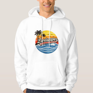 Landscaper Retro Sunset Design Hoodie