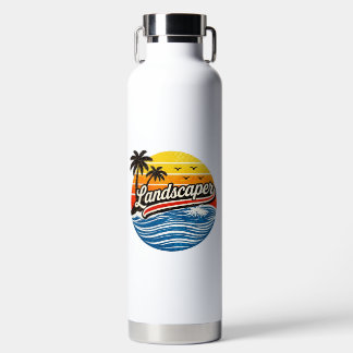 Landscaper Retro Sunset Design Waterfles