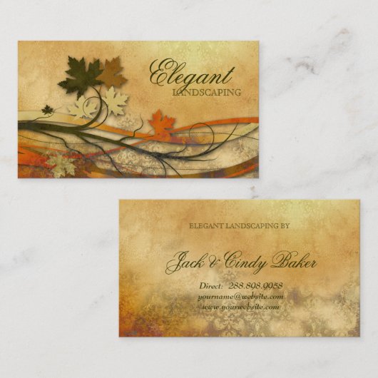 Landscaping Business Autumn Maple verlaat  Visitekaartje (Voorkant / Achterkant)