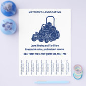 Landscaping Lawn Mowing Flyer met Traan-off Strips (Enkel)