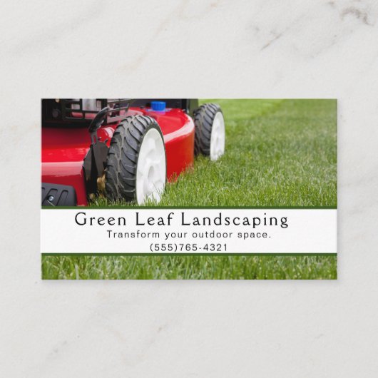 Landscaping Yard Lawn Mower Service Visitekaartje (Voorkant)
