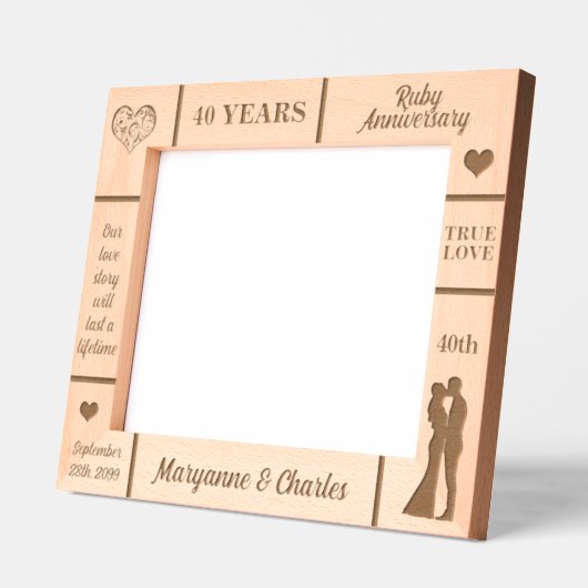 Landschap 10x8 Ruby 40ste bruiloft Jubileum Gegraveerde Lijstjes (Links)