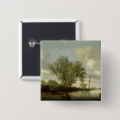 Landschap, 1645 vierkante button 5,1 cm (Voorkant /achterkant)