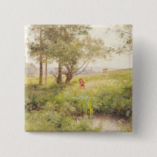 Landschap 3 vierkante button 5,1 cm