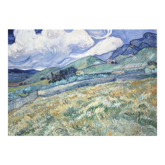 Landschap achter Saint-Paul Vincent van Gogh Foto Afdruk (Voorkant)