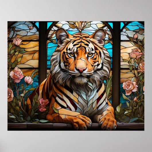 *~* Landschap AP68 TIGER Gebrandschilderd Glas 5:4 Poster (Voorkant)