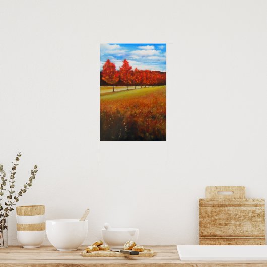 Landschap Autumn Trees Acrylverf Poster (Keuken)