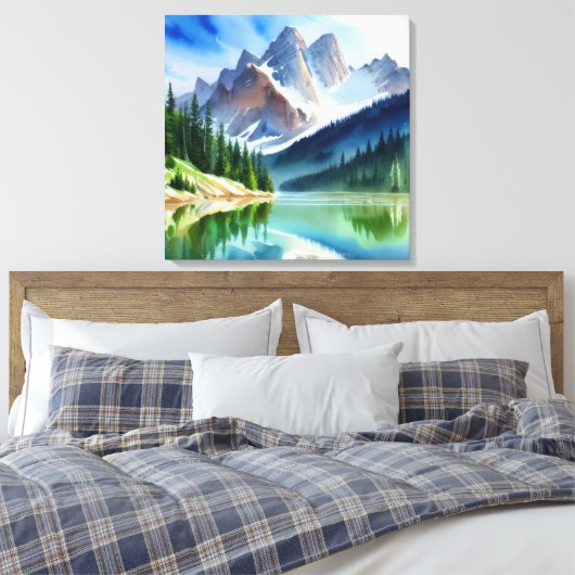 Landschap bergmeer canvas afdruk (Insitu (Slaapkamer))