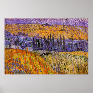 Landschap bij Auvers in de regen door Vincent van Poster