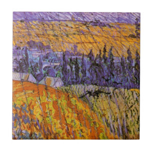 Landschap bij Auvers in de regen door Vincent van Tegeltje