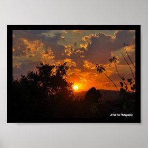 Landschap bij zonsopgang poster