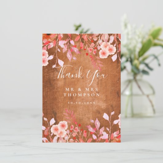 Landschap Bloemen Bloemstuk Bruiloft Bedankt Kaart (Staand voorkant)