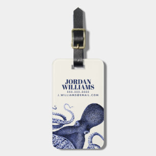 Landschap Blue Octopus Bagagelabel
