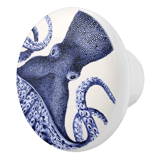 Landschap Blue Octopus Keramische Knop (Rechts)