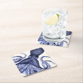 Landschap Blue Octopus Vierkante Kartonnen Onderzetter (Insitu)