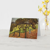 Landschap, bomen en figuren van Vincent van Gogh Kaart (Gele Bloem)