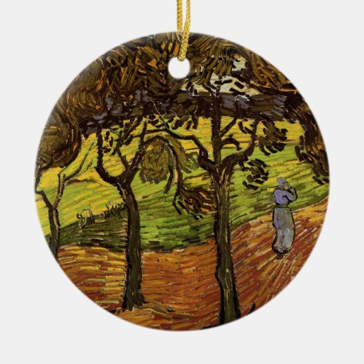 Landschap, bomen en figuren van Vincent van Gogh Keramisch Ornament (Voorkant)