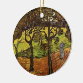 Landschap, bomen en figuren van Vincent van Gogh Keramisch Ornament (Links)