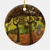 Landschap, bomen en figuren van Vincent van Gogh Keramisch Ornament (Achterkant)