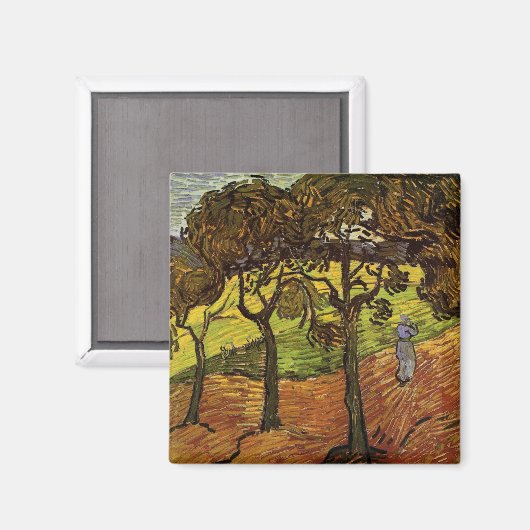 Landschap, bomen en figuren van Vincent van Gogh Magneet (Voorkant / Achterkant)