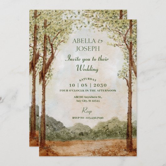 landschap bos bosrijke bruiloft kaart (Voorkant / Achterkant)