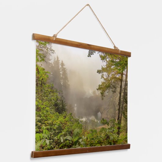 Landschap bos en oceaan hangend wandkleed (Gebogen)