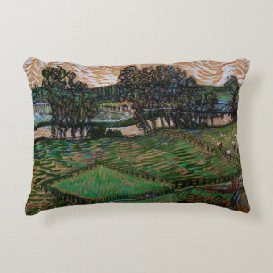 Landschap, Brug over de Oise door Vincent van Gogh Decoratief Kussen