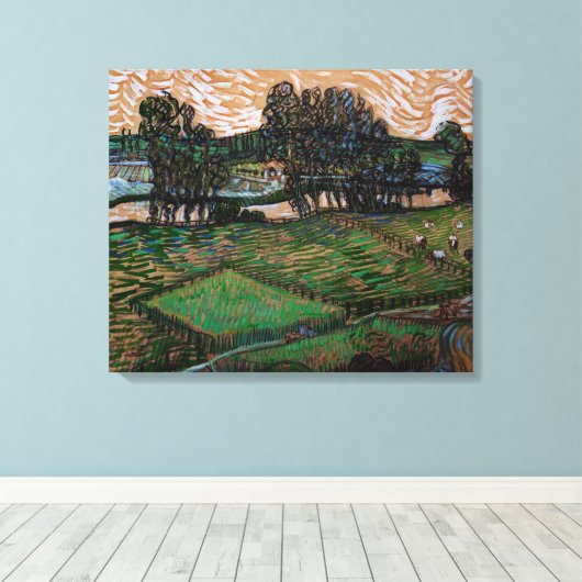Landschap, Brug over Oise door Vincent van Gogh Canvas Afdruk (Insitu (Houten vloer))