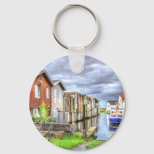 Landschap Bungalow Harbor Scenary Boat Sleutelhanger (Voorkant)