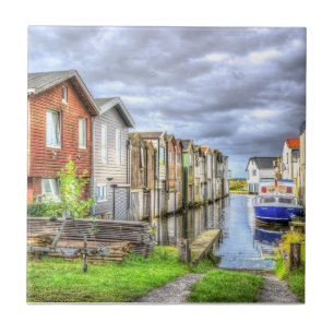 Landschap Bungalow Harbor Scenary Boat Tegeltje