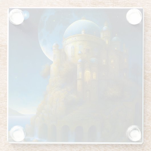 Landschap Castle Fantasy Moon Glazen Onderzetter (Achterkant)