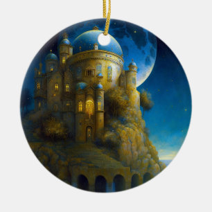 Landschap Castle Fantasy Moon Keramisch Ornament