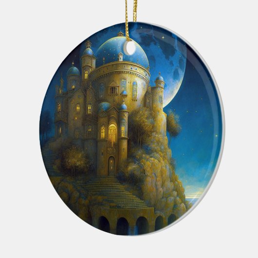 Landschap Castle Fantasy Moon Keramisch Ornament (Links)