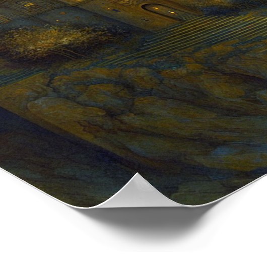 Landschap Castle Fantasy Moon Poster (Hoek)