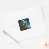 Landschap Castle Fantasy Moon Vierkante Sticker (Envelop)