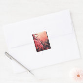 Landschap Cherry blossom Vierkante Sticker (Envelop)