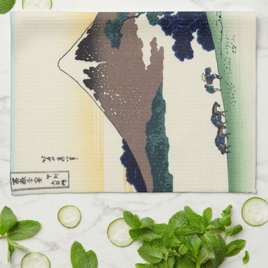 Landschap Cool oriental japanese Hokusai Fuji Uitz Theedoek (Gevouwen)