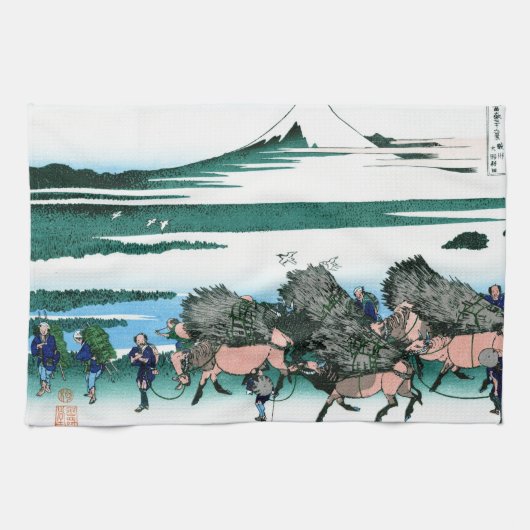 Landschap Cool oriental japanese Hokusai Fuji Uitz Theedoek (Horizontaal)