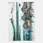 Landschap Cool oriental japanese Hokusai Fuji Uitz Theedoek (Verticaal)