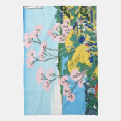 Landschap Cool oriental japanese Hokusai Fuji Uitz Theedoek (Verticaal)